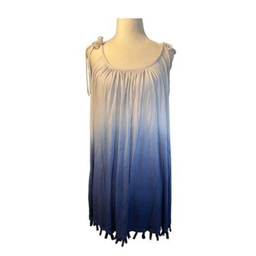 Saint Tropez West Beach Cover-up Mini Dress Blue White Ombre S